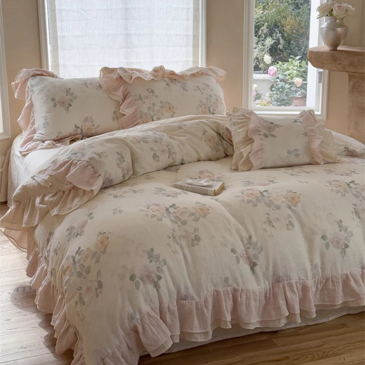 Blush Rose Vintage Floral Bedding Set