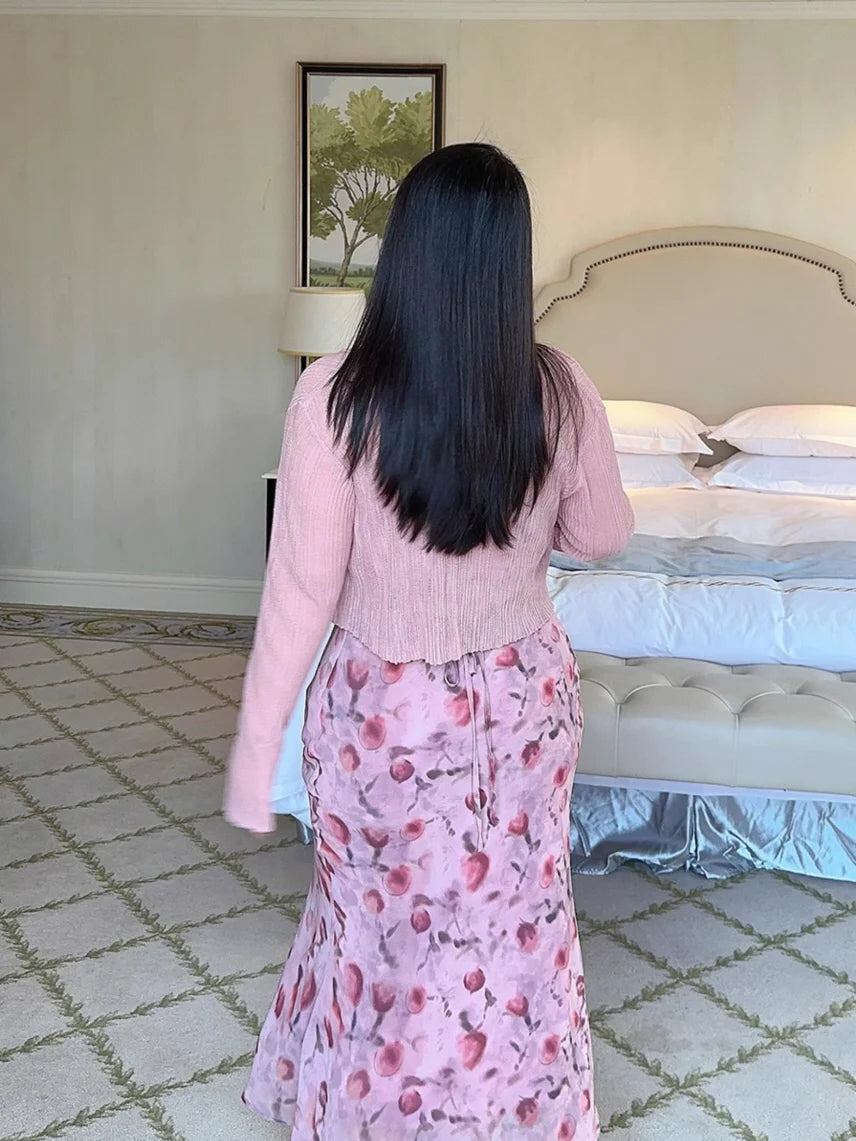 Plus Size Blush Cherry Blossom Slip Dress