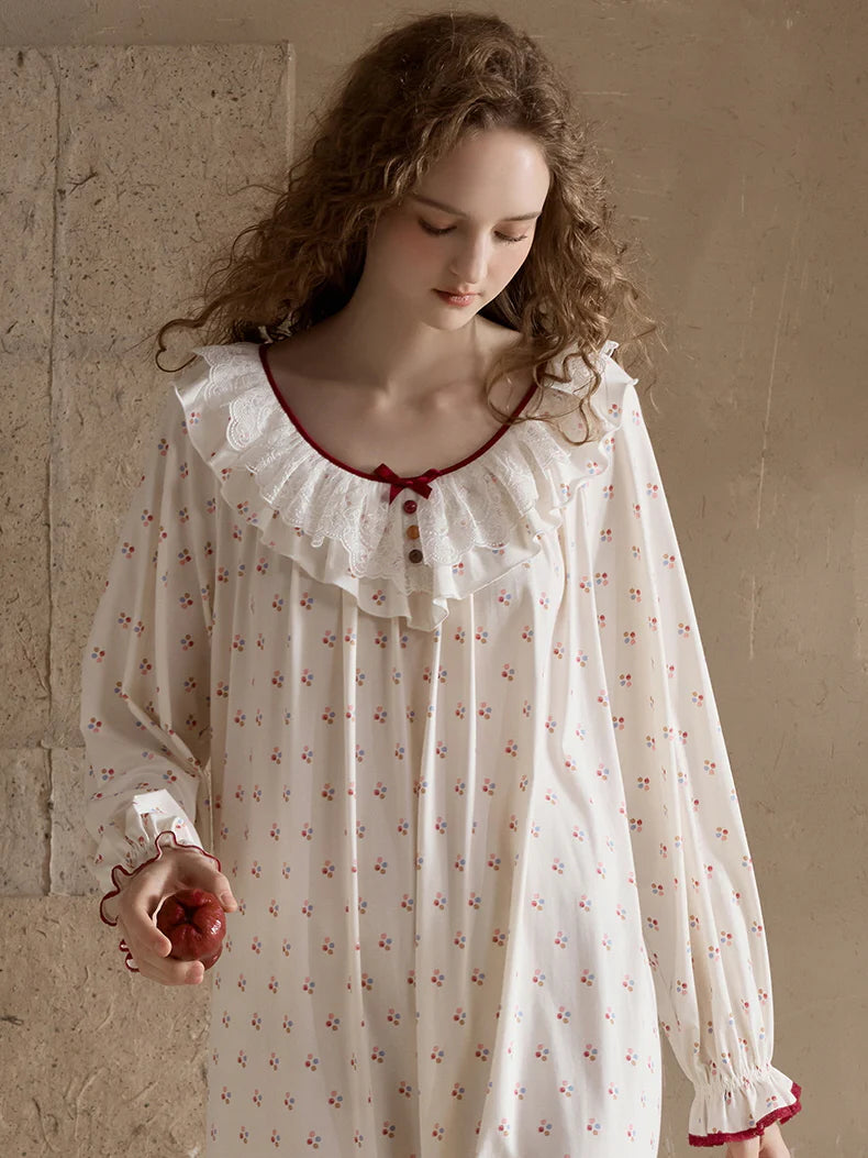 Vintage Rose Ruffle Nightgown