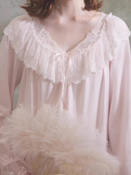Soft Cotton Princess Lace Nightgown
