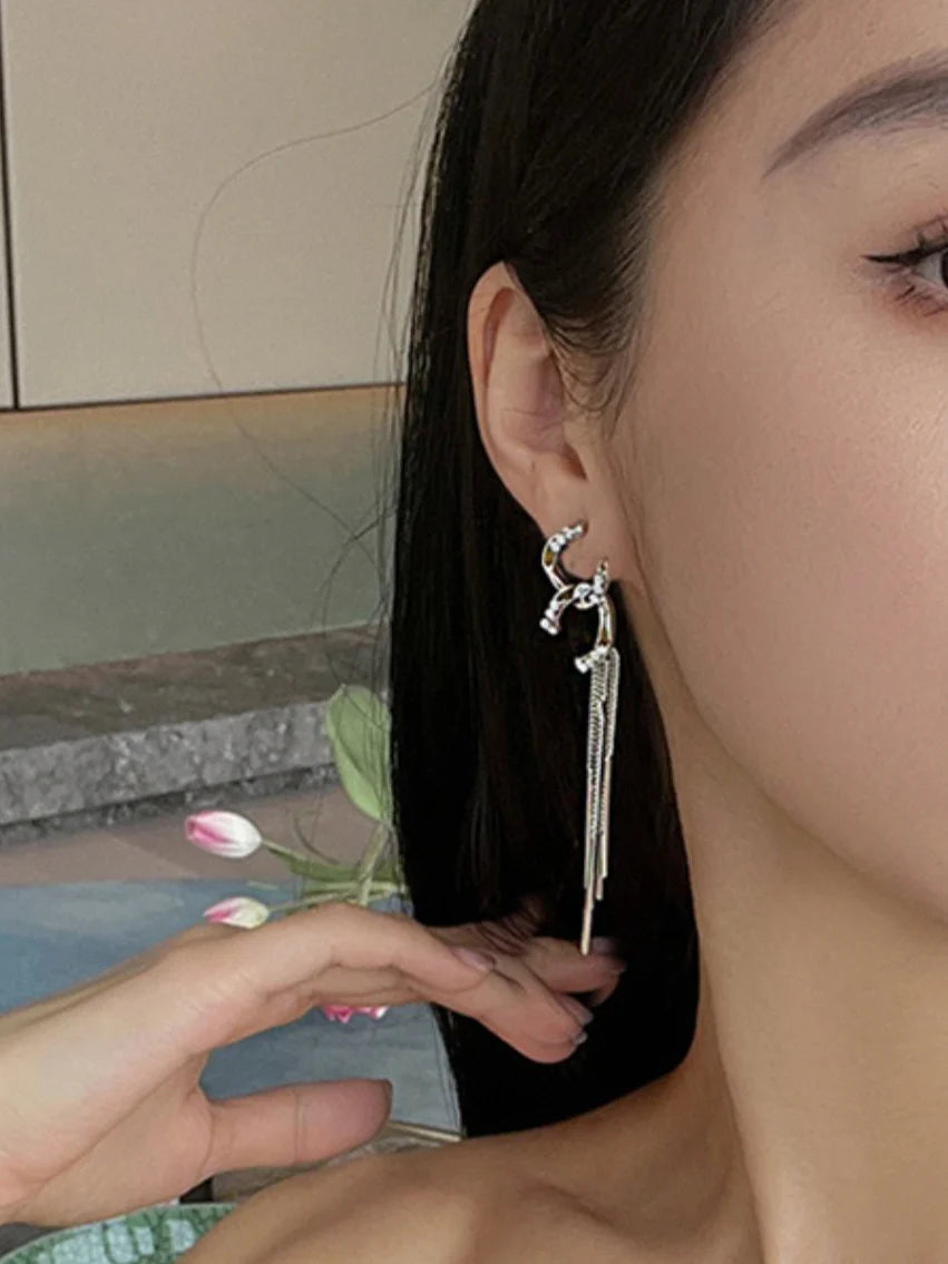 Elegant Double C Chain Earrings