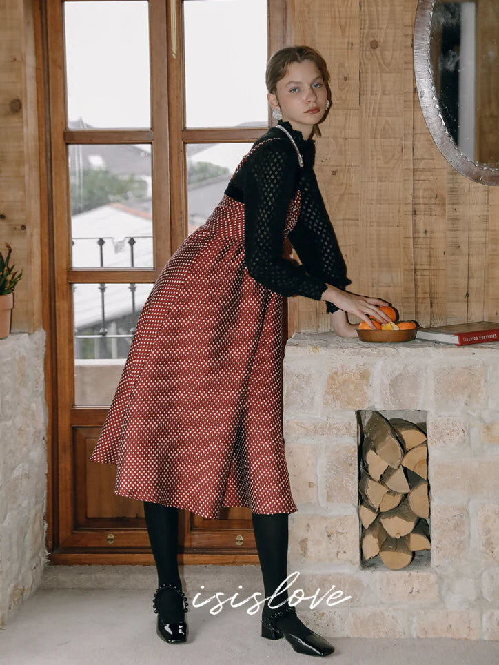 Vintage Charm Polka Dot Midi Dress