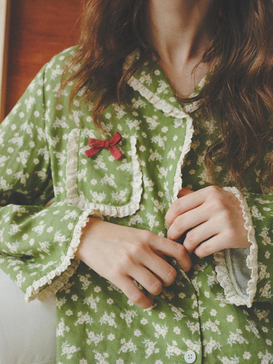 Green Meadow Lace Pajama Set