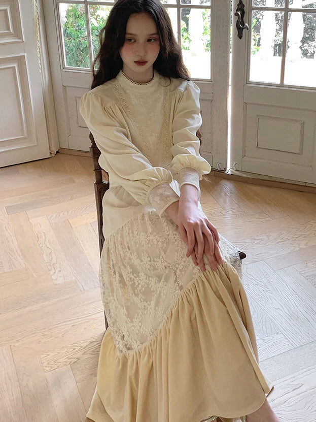 Vintage Lace Tiered Maxi Skirt