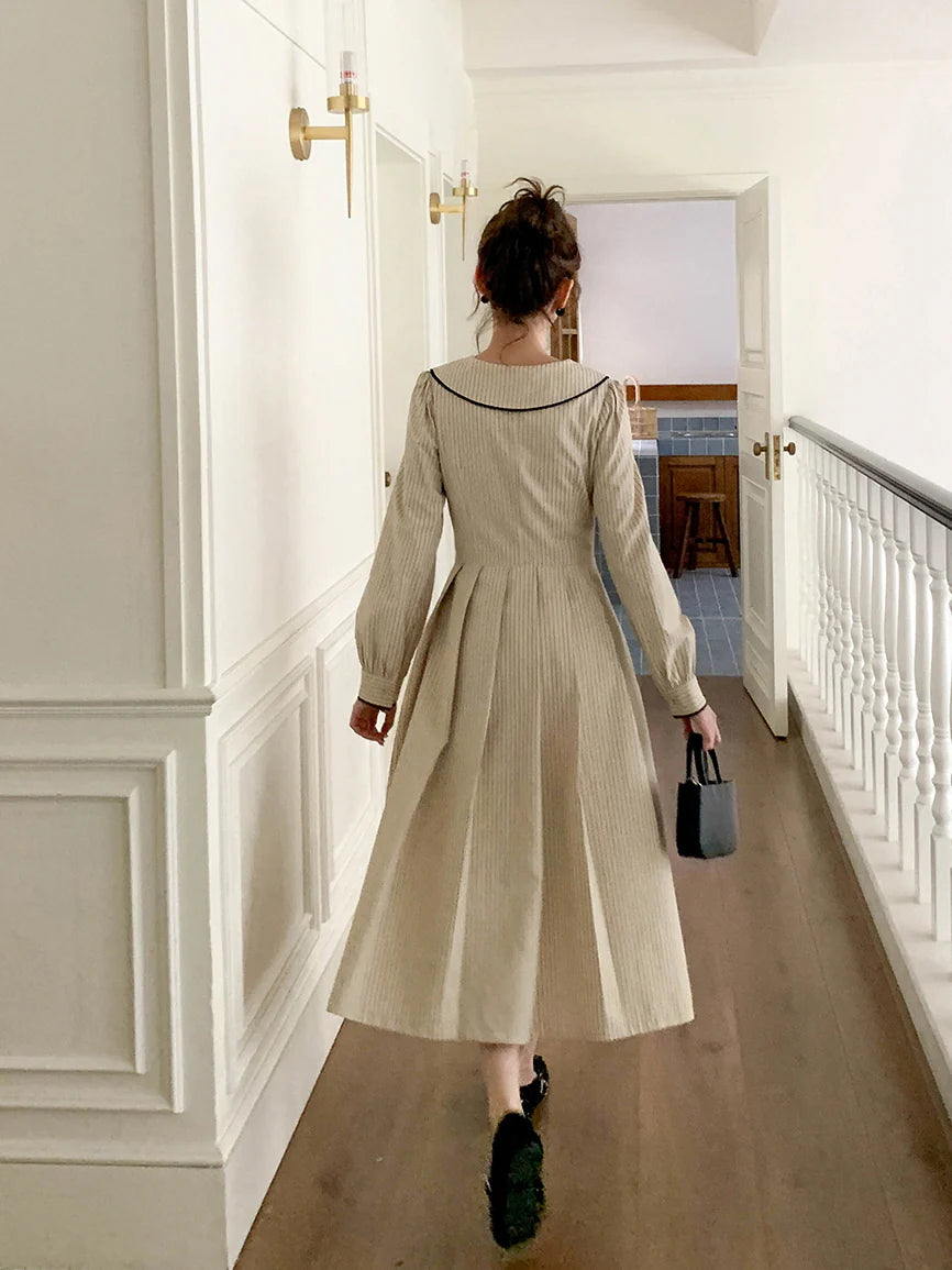 Striped Sailor Collar Dress