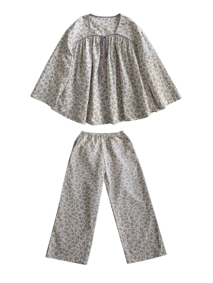 Lavender Bloom Cotton Pajama Set