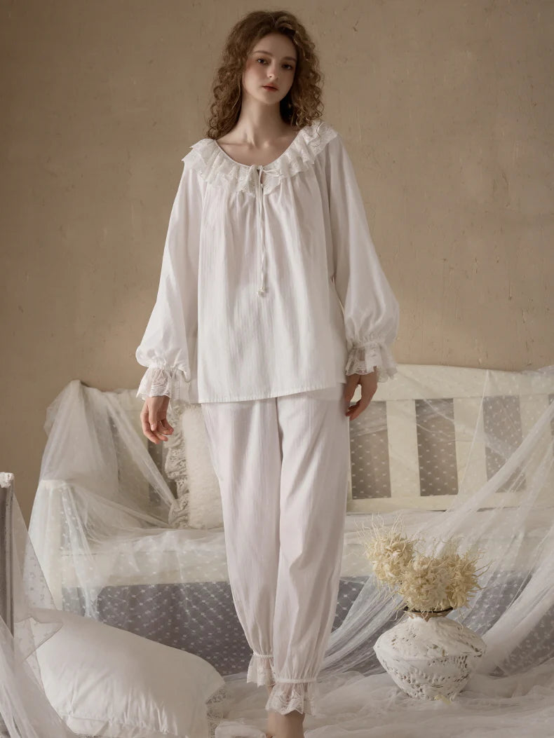 Romantic Ruffle Lace Loungewear Set
