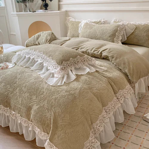 Green Velvet Princess Douvet Cover Set