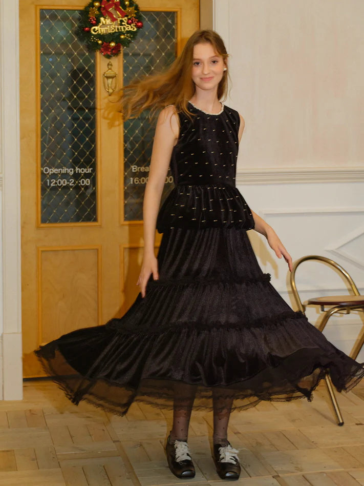Midnight Velvet Tiered Skirt
