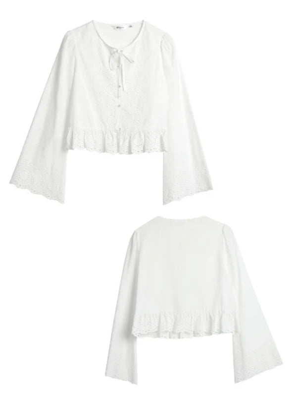 Vintage Embroidered Eyelet Lace Blouse