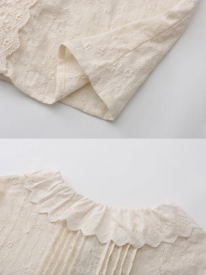 Antique Cream Lace Panel Blouse