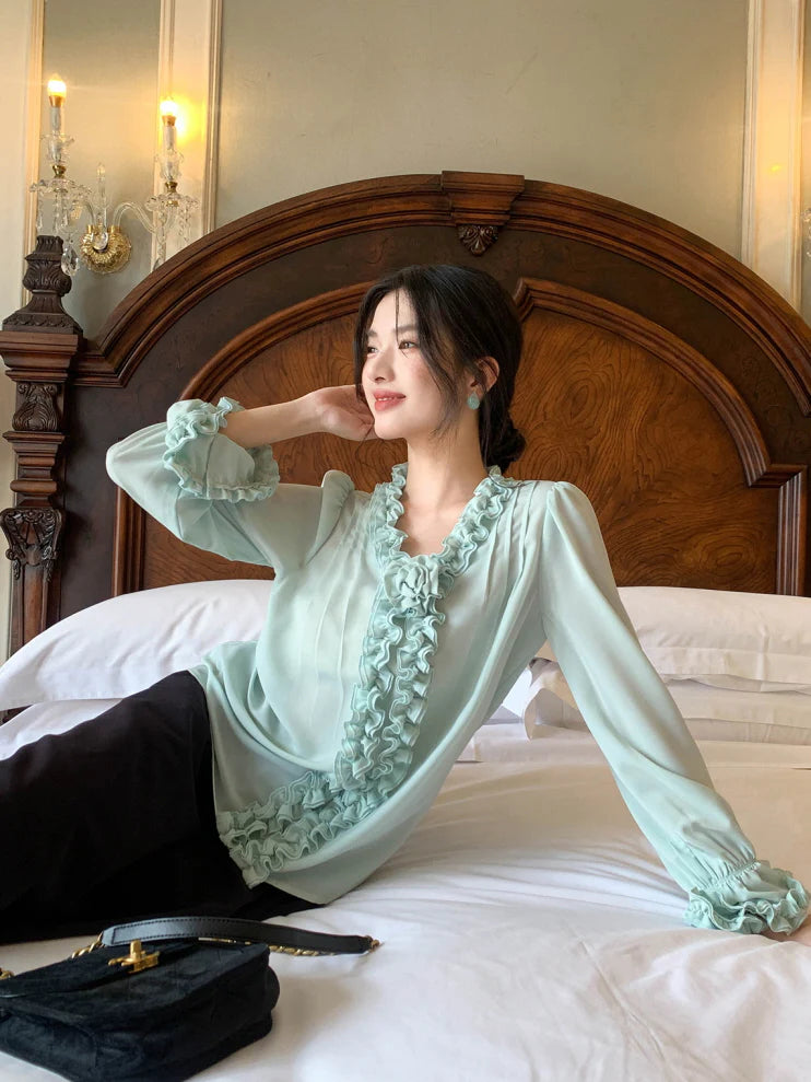 Romantic Ruffle Rose Blouse