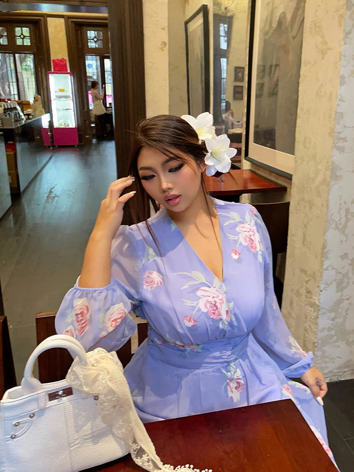 Lavender Rose Garden Chiffon Dress