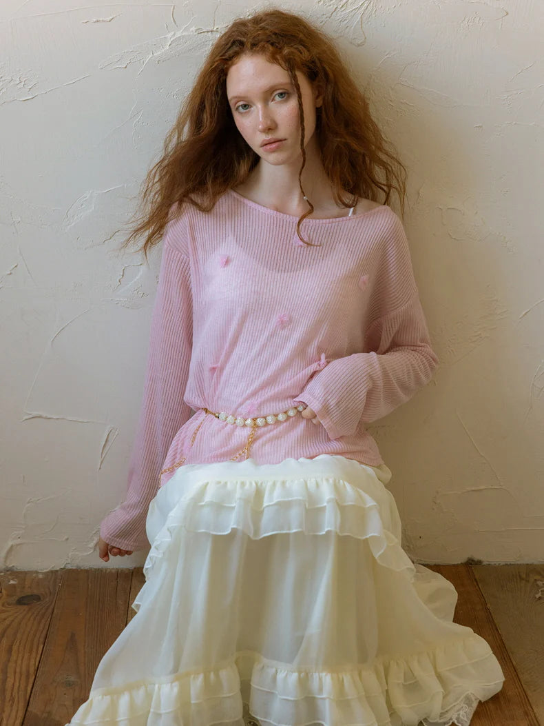 Soft Blossom Ribbed Knit Top