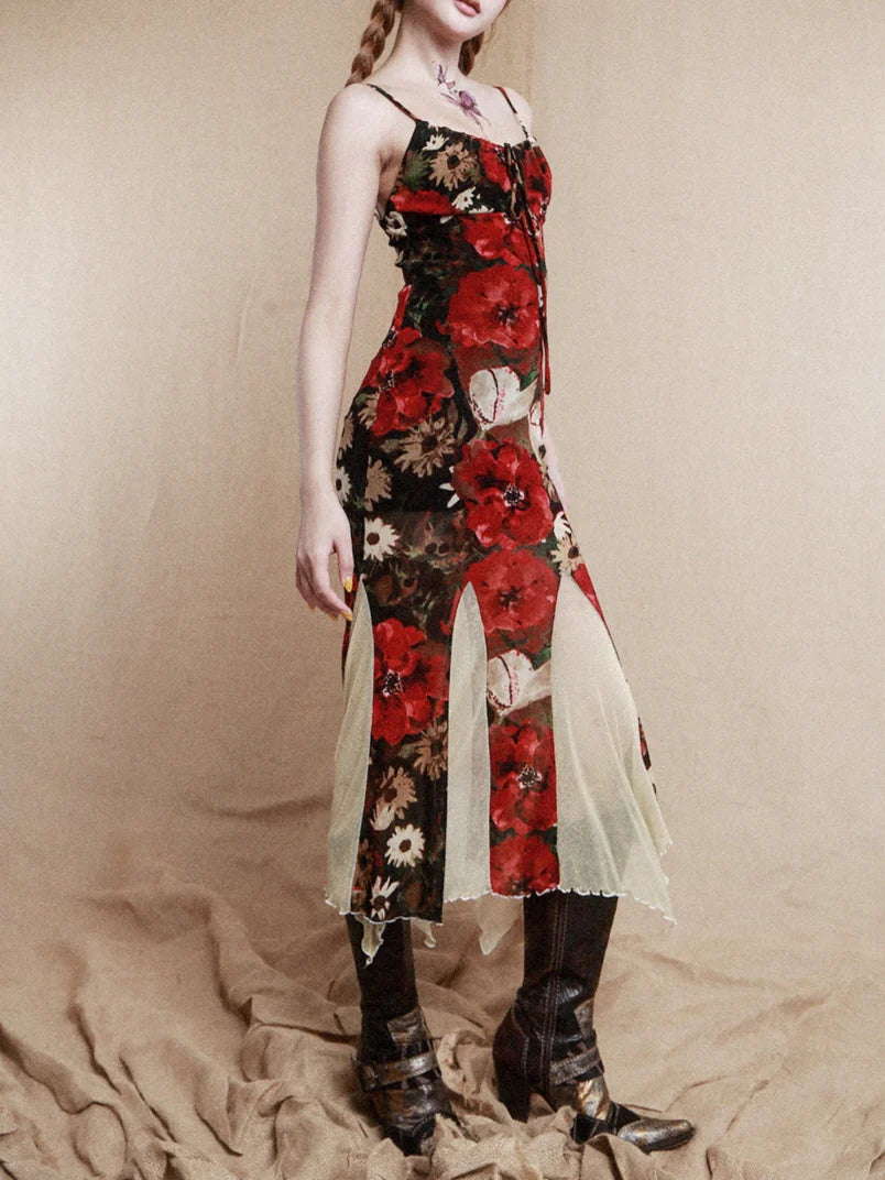 Golden Bloom Mermaid Slip Dress