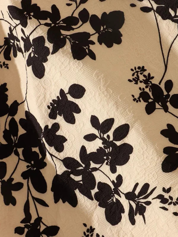 Elegant Cream Floral Embossed Skirt