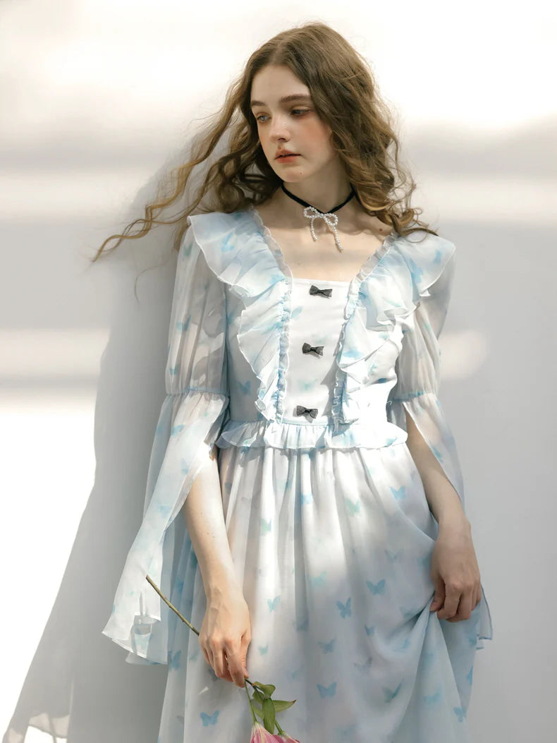 Whimsical Light Blue Butterfly Dream Dress