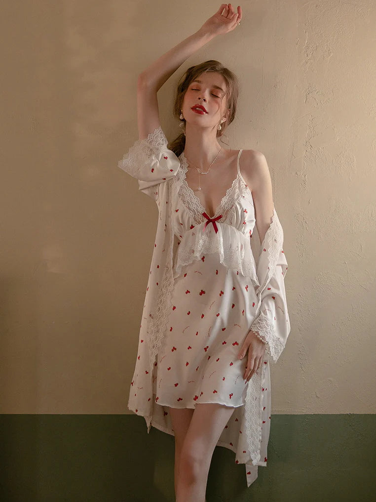 Romantic Cherry Blossom Nightgown Set