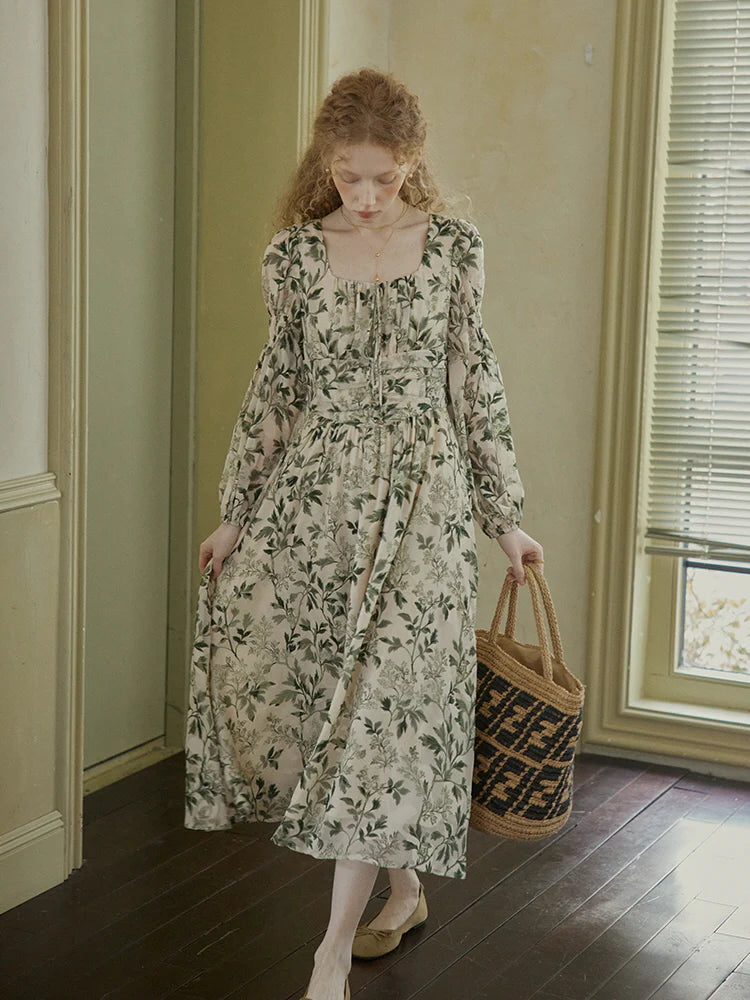 Vintage Botanical Elegance Dress