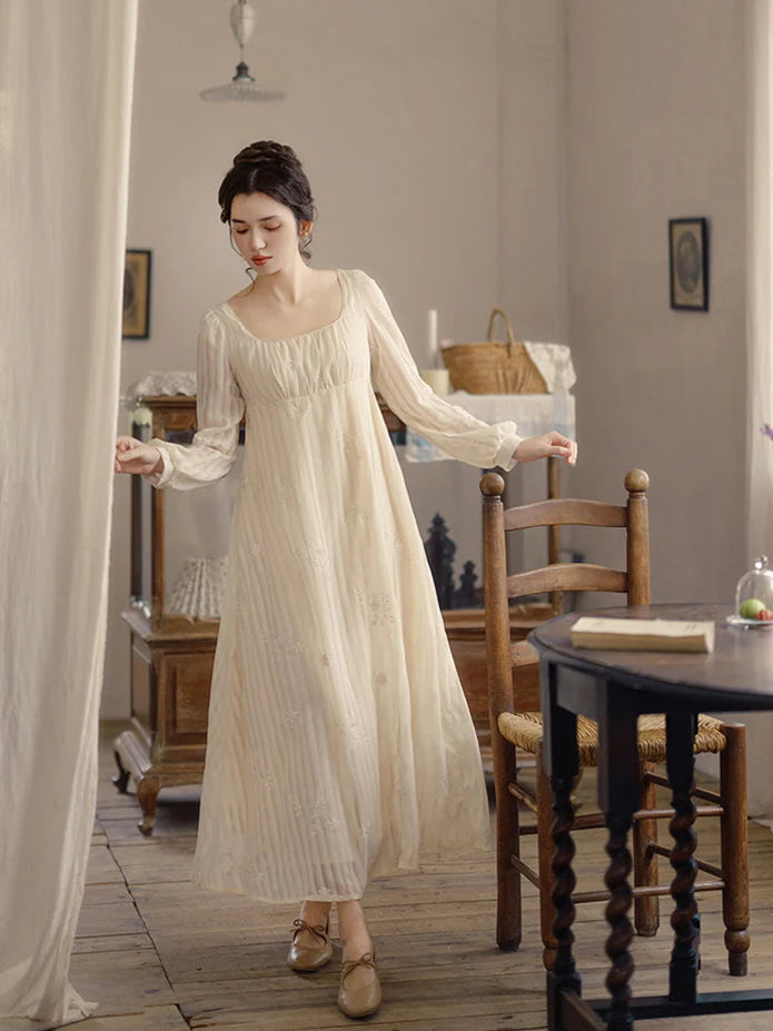 Square Neck Embroidered Fairy Dress