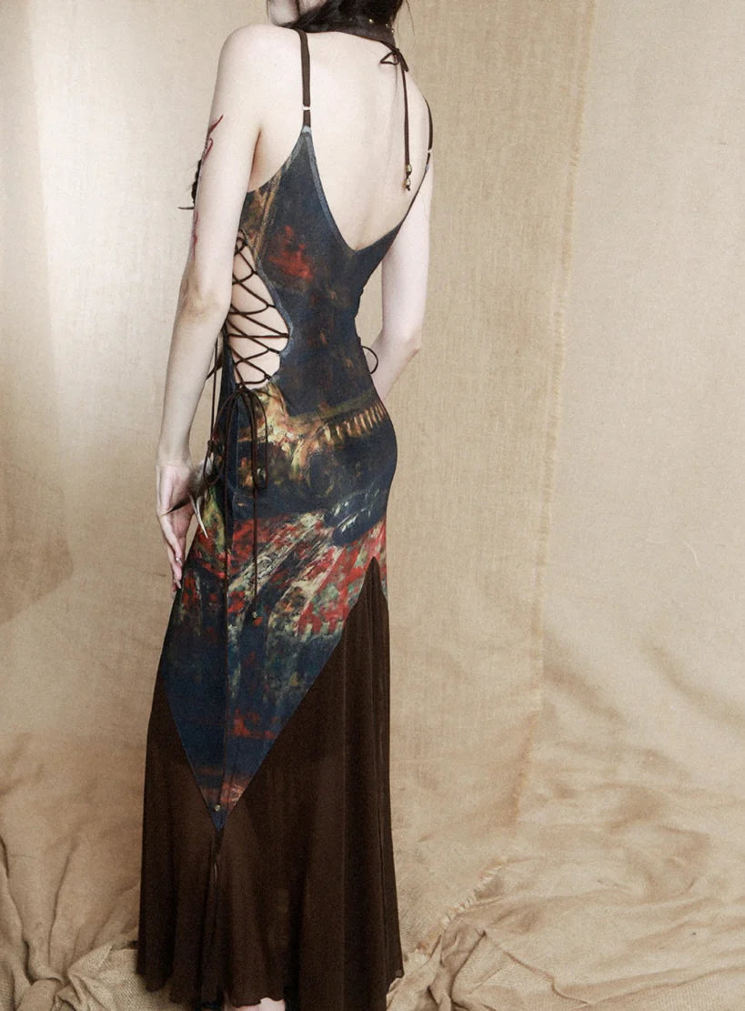 Vintage Glam Bronze Print Dress