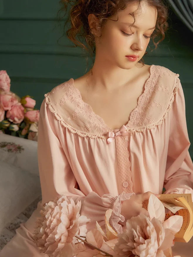 Ethereal Romance Lace Trim Pajama Set