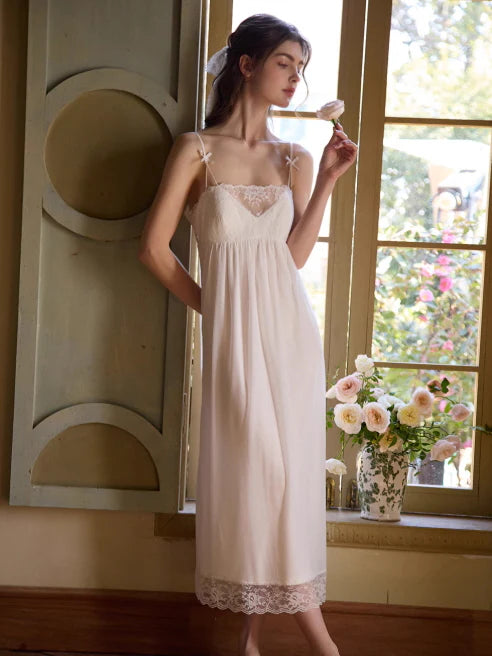 Sheer Veil White Lace Princess Nightgown