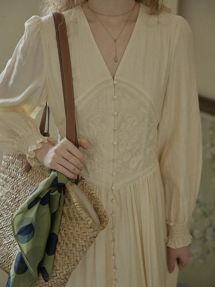 Botanical Elegance Puff Sleeve Dress