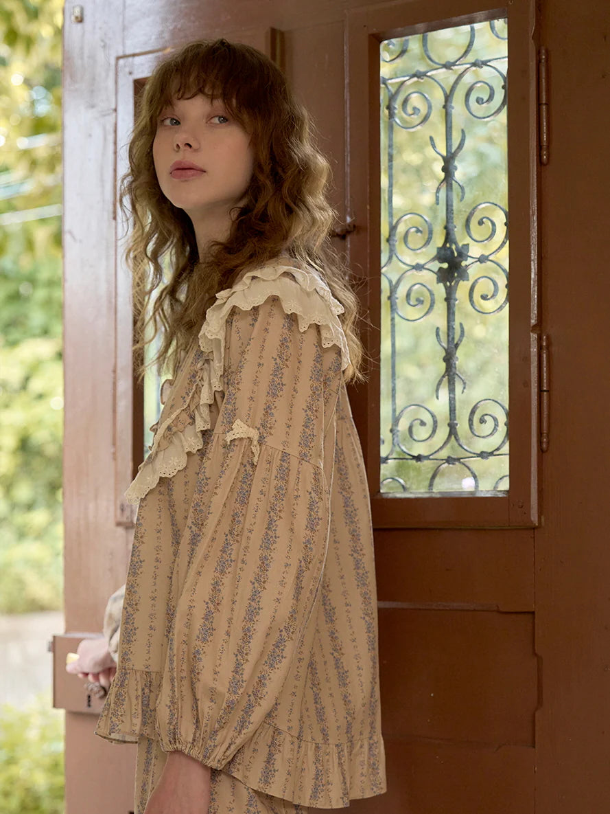 Vintage Ruffle Cotton Pajama Set