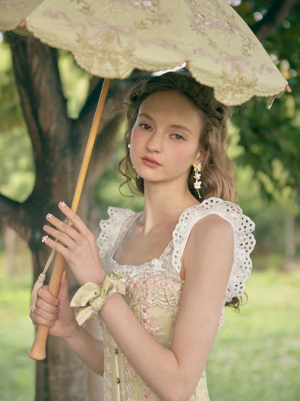 Lime Ribbon Fantasy White Dress