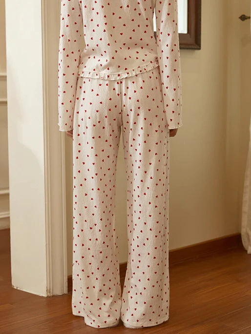 Romantic Heart Print Pajama Set