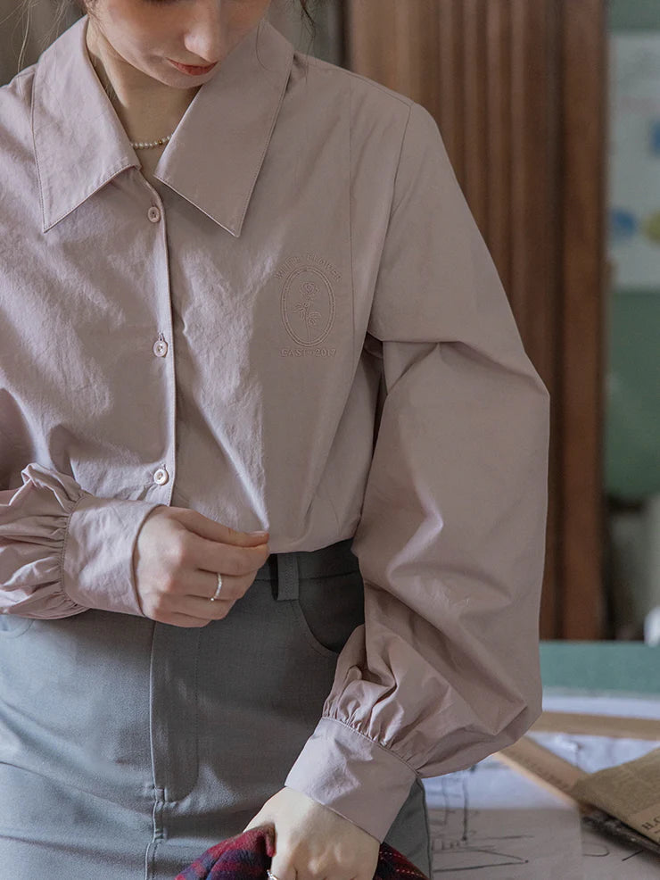 Lavender Blossom Embroidered Blouse