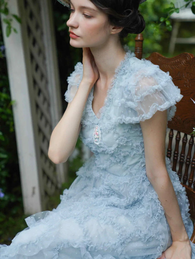 Light Blue Princess Ruffle Garden Dress