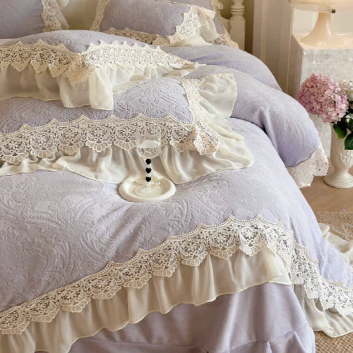 Purple Velvet Princess Douvet Cover Set