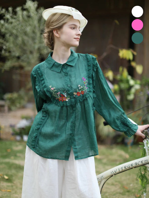 Blooming Petals Embroidered Blouse