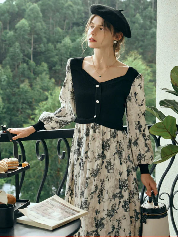 Vintage Blooms in Noir Dress