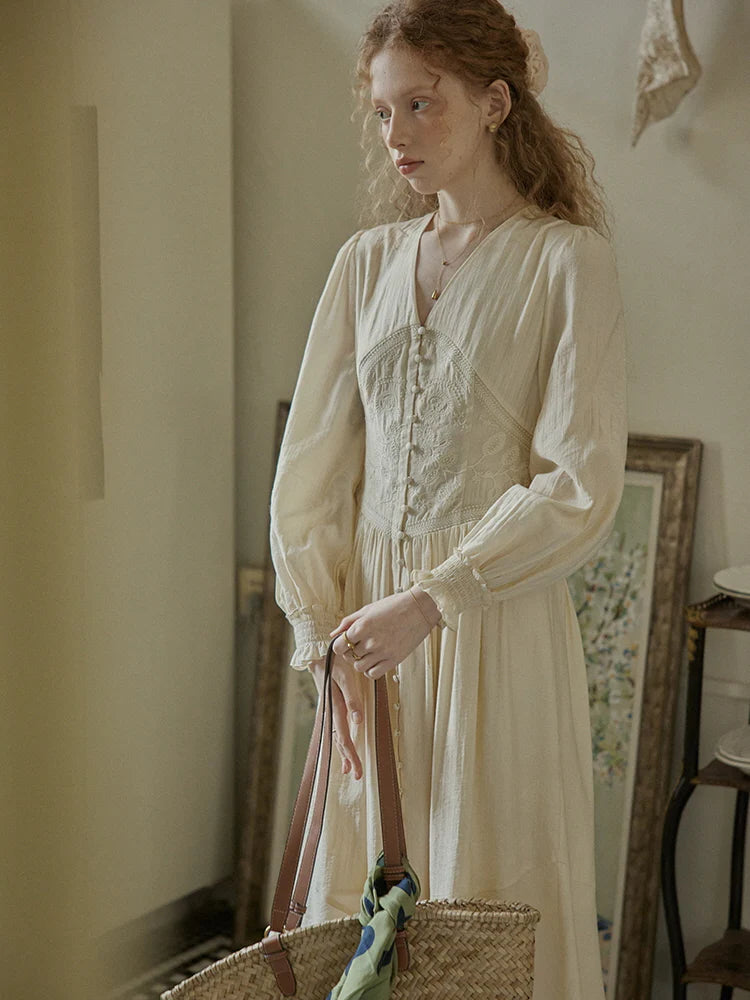 Botanical Elegance Puff Sleeve Dress