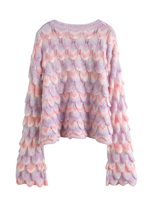 Dreamy Pastel Mermaid Scales Knit Sweater