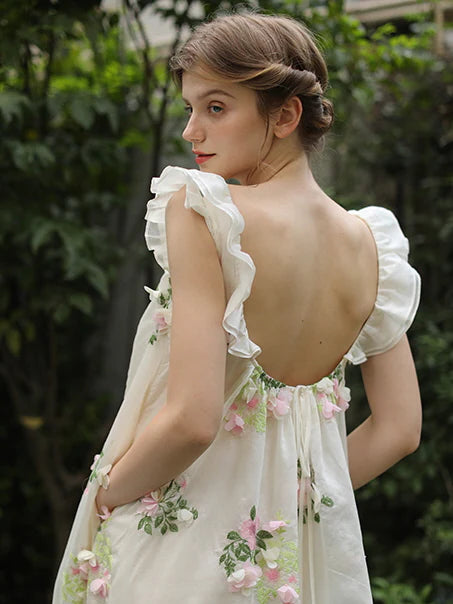Blossom Whisper Embroidered Fairy Dress