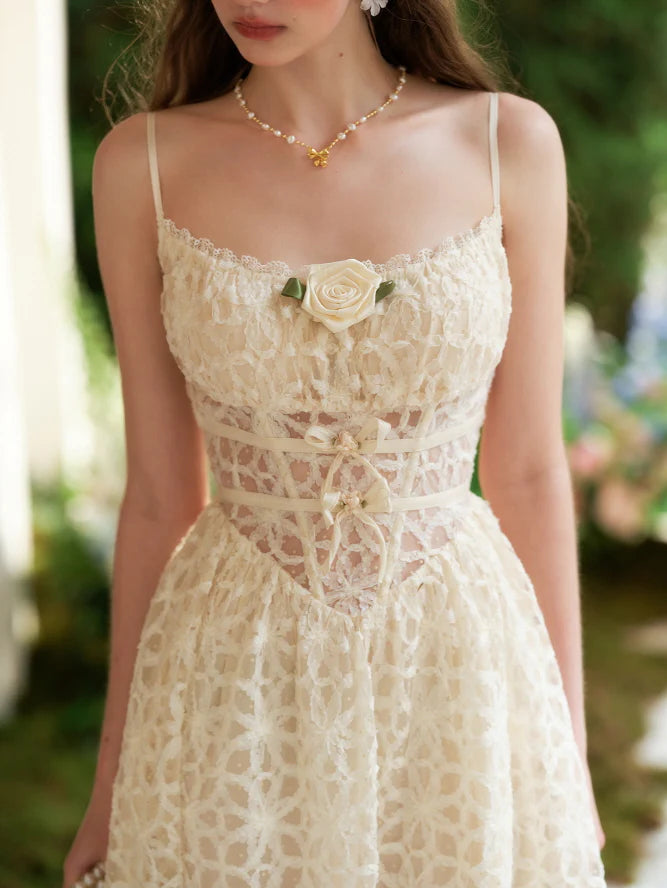 Cream Lace Garden Corset Dress