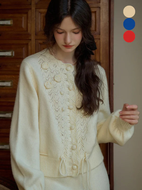Rosette Bloom Knit Cardigan