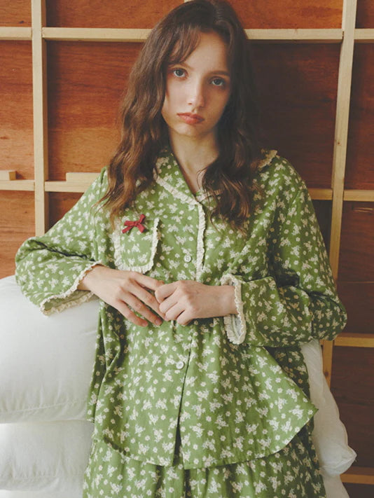 Green Meadow Lace Pajama Set