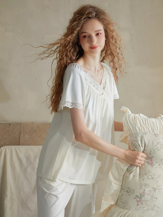Soft Lace-Trimmed Pajama Set
