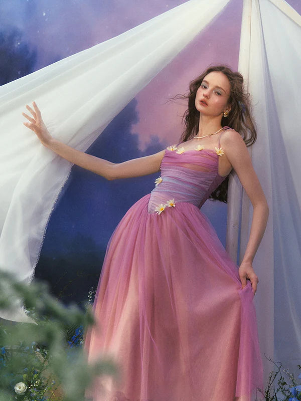 Moonlit Petal Fairy Gown Ombre Tulle Dress