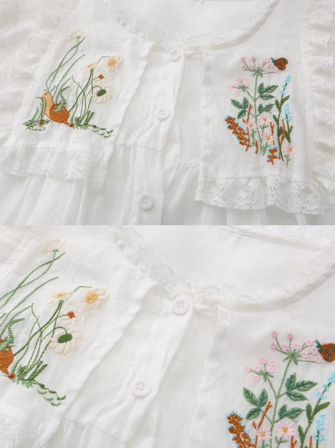 Wild Garden Embroidered Ramie Blouse