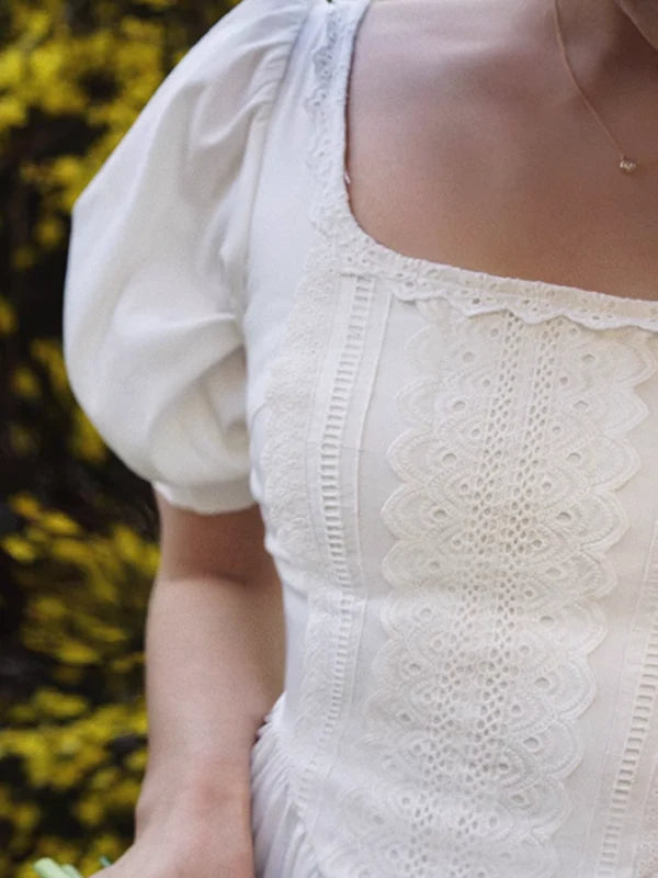 Vintage Lace Elegance White Dress