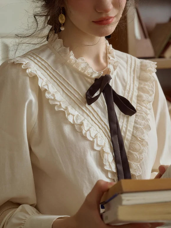 Lace Ribbon Victorian Blouse