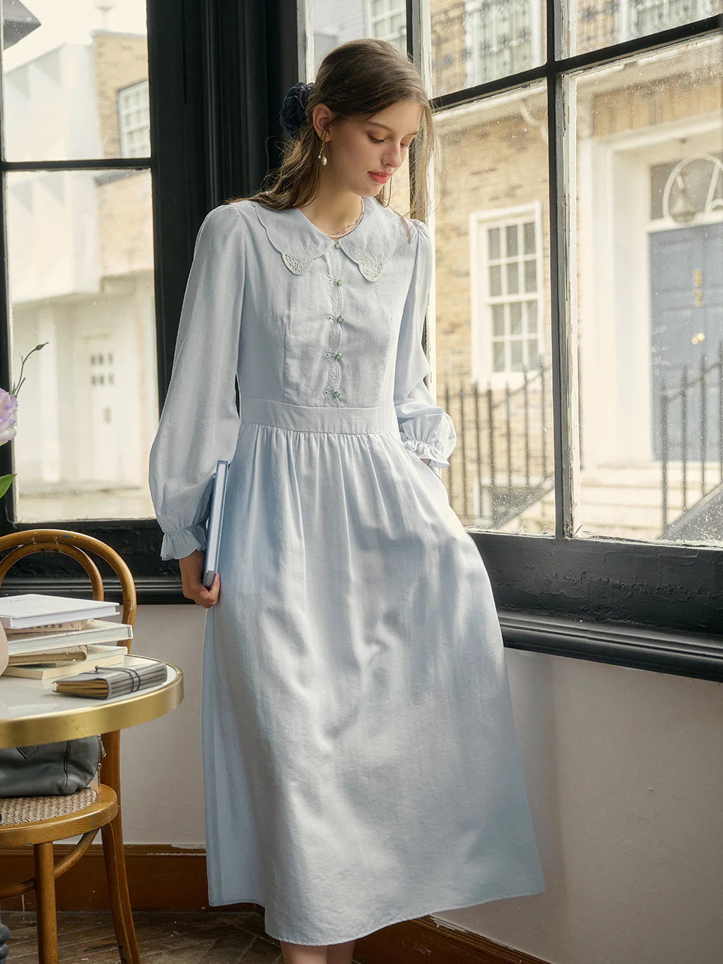 Ethereal Light Blue Embroidered Dress