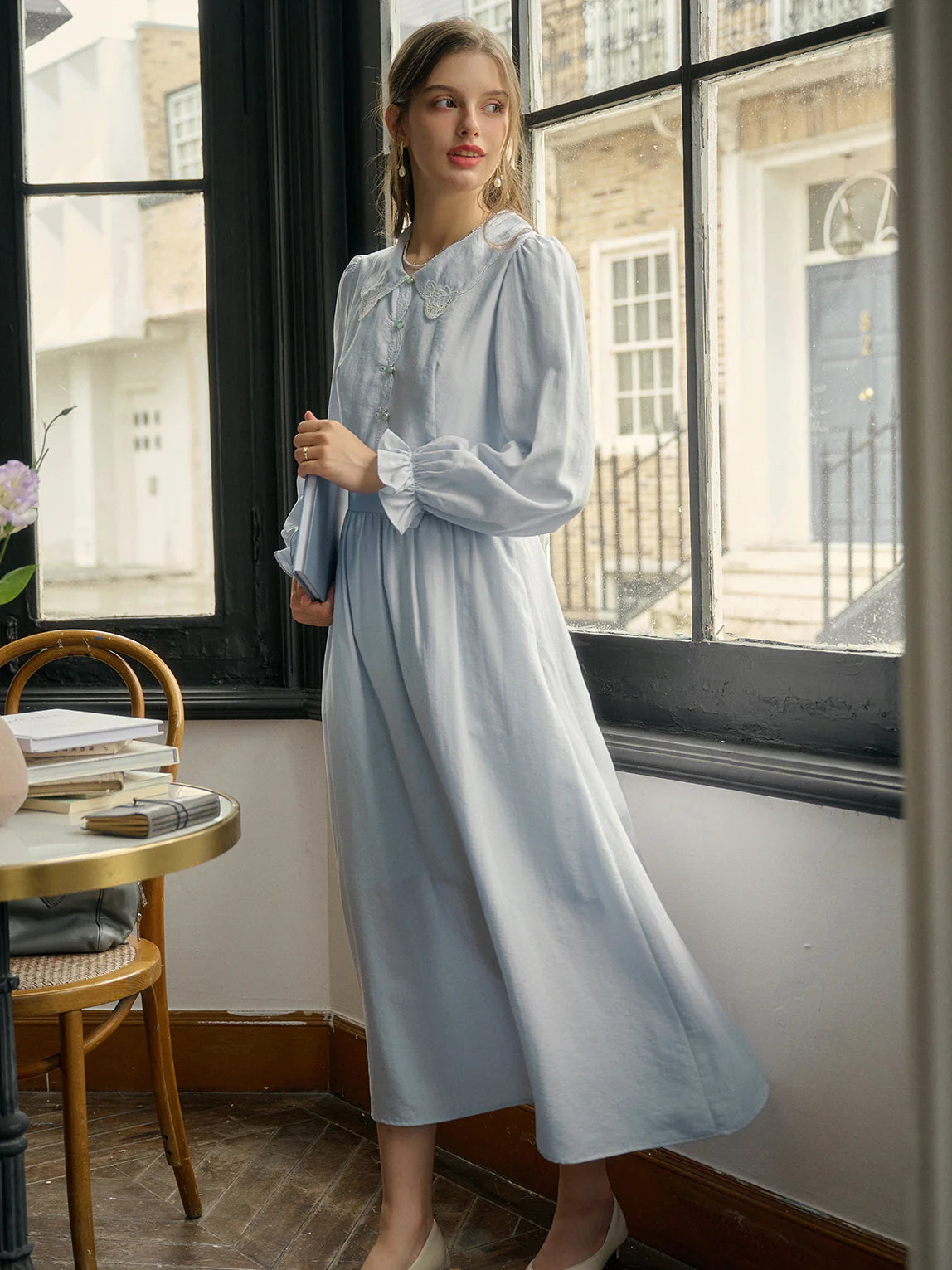Ethereal Light Blue Embroidered Dress