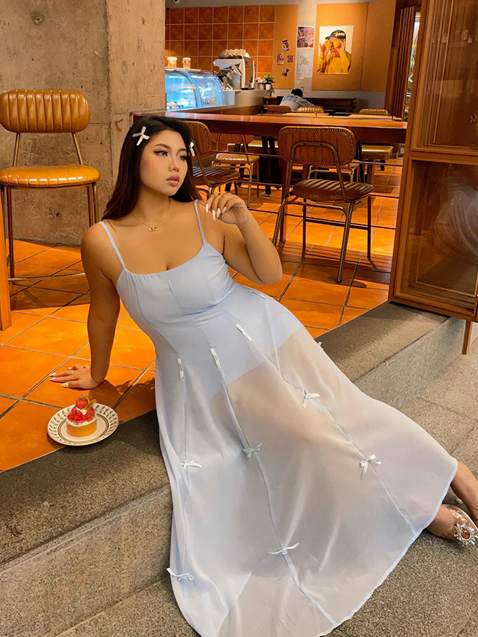 Blue Ribbon Balloon Hem Dress